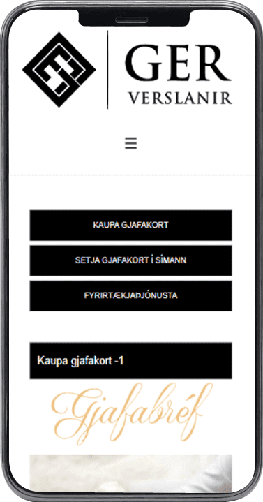 Ecommerce website design gjafakort.ger.is