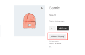 PHP Snippet: Continue Shopping Button at Single Product page on WooCommerce