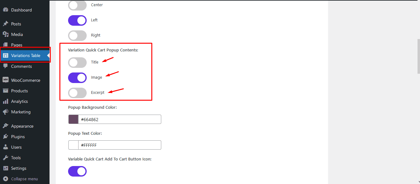 popup contents